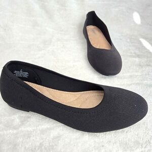 Old Navy Ballet Flats Sz 7 M Black Woven Fabric Casual Almond Toe Comfort Shoes‎
